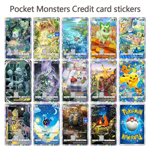 1PCS PTCG Poket Promo-A Series Mewtwo Credit Card Skin Stickers for VISA Credit Card Debit Beautify Decoration No Residue
