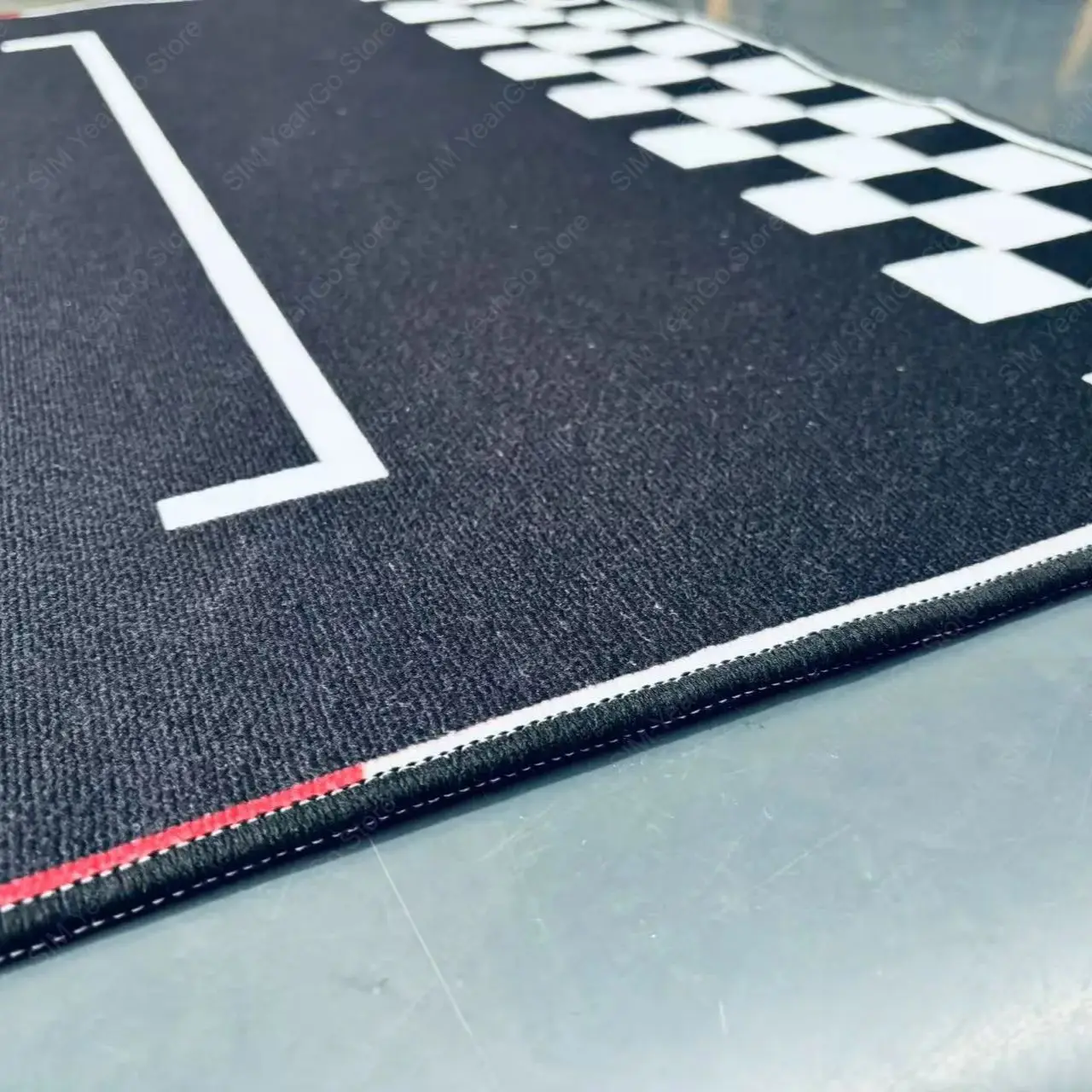 SIMDT Racing Game Carpet Racing Simulator Floor Mat Heavy-Duty Anti-Skid Design Machine Washable Blended Carpet for Gaming Seat