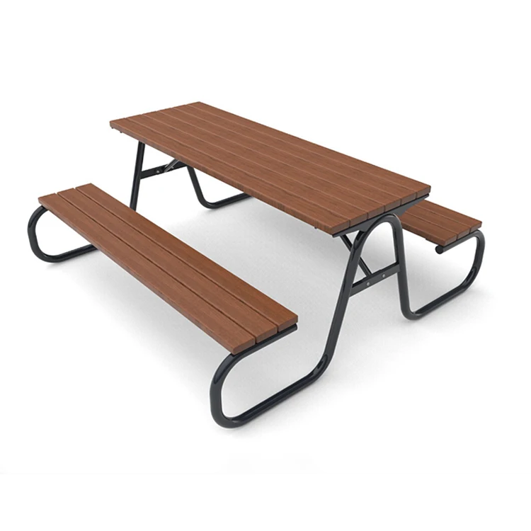 Portable Folding Outdoor Table PS Wood Top Galvanized Steel Lightweight For Commercial Use 6 Seater