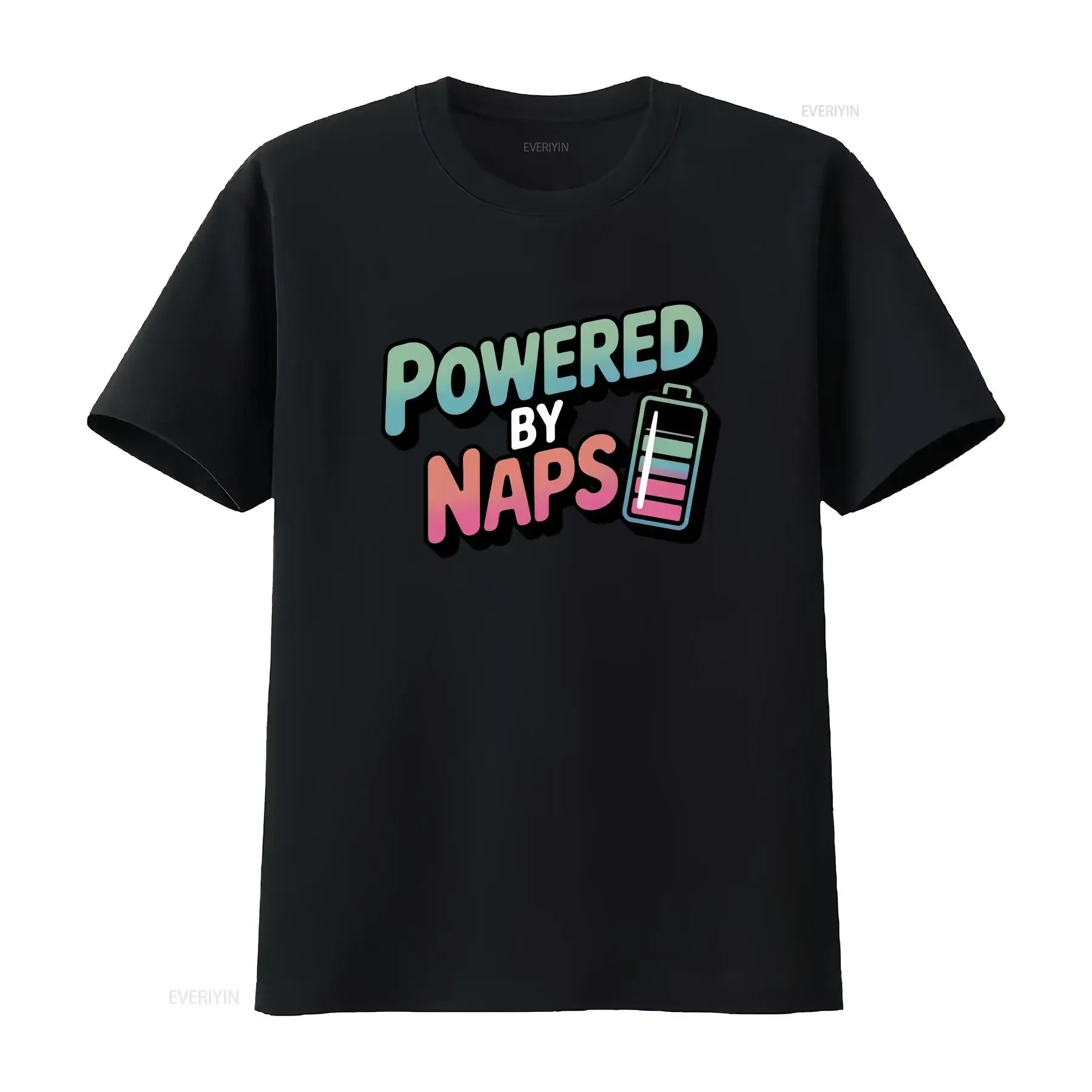 Funny Napping T Shirt For Sleeping Loungewear Her Powered By Naps  vintage Washed designer clothes Casual Slightly homme Unisex