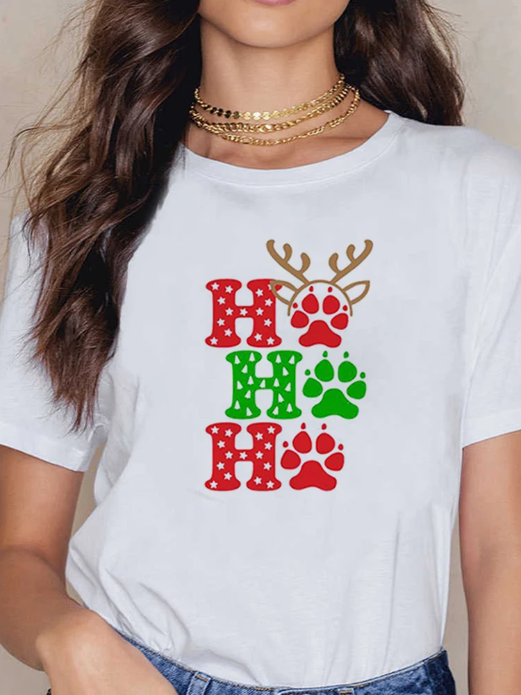 

Christmas Holiday Santa Claus Women T Shirt Print Short Sleeve Lady Clothing Wear T Shirt Graphic T-Shirt Female Casual T-Shirts