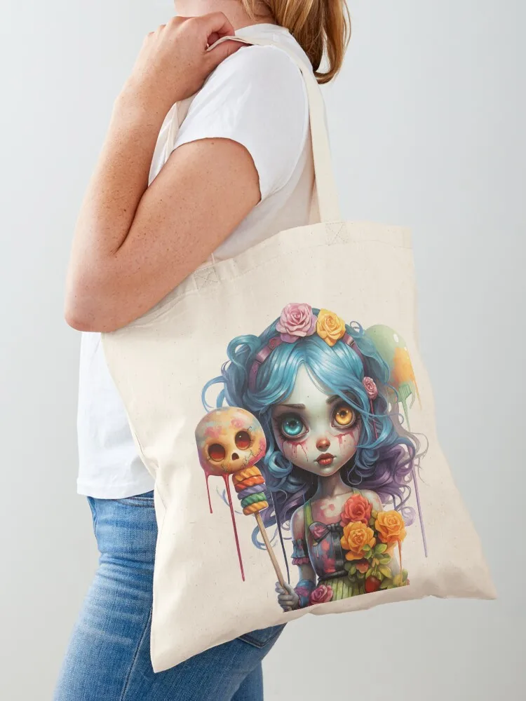 Cute Lollypop Zombie Girl Tote Bag Big bag women women bag Women's shopper bags luxury women Canvas Tote