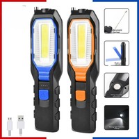 USB Rechargeable Car Inspection Light Super Bright LED Flashlight with Hook & Magnet Shockproof Emergency Work Light