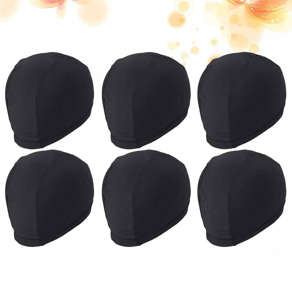 

6 Pcs Universal Swimming Caps Stretchable Polyester Ear Solid Color Accessory Elastic Shower for Adults Miss