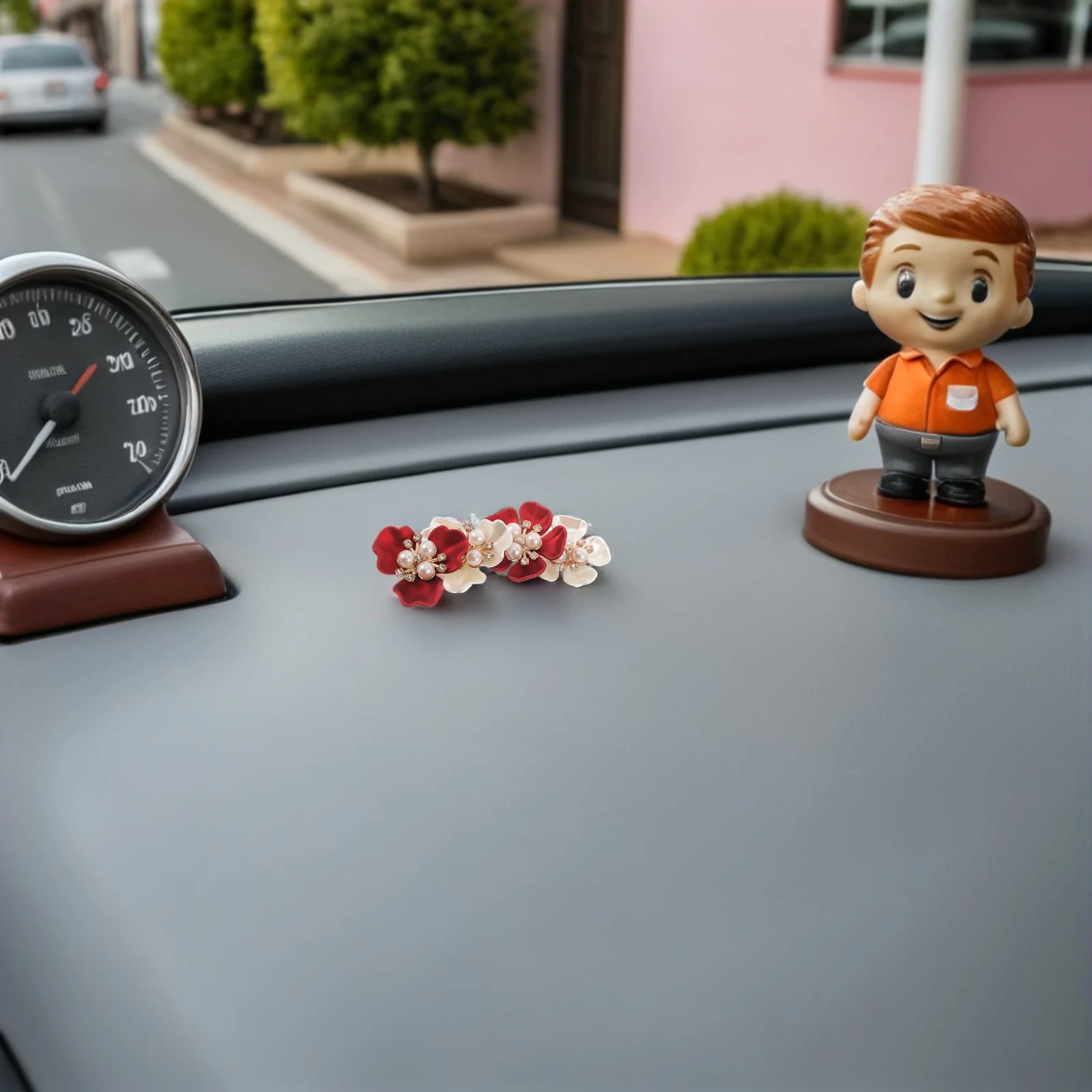 

40Pcs Faux Pearl Car Vent Clips Floral Design Essential Oil Diffuser Sparkling Rhinestones Interior Decor Accessories