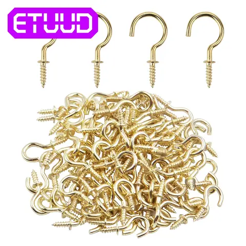 20Pcs/set 1/2 5/8 3/4 7/8 Inches Heavy Duty Cup Hooks Shouldered Screw Hanging Hat Coat Peg Hanger High Quality