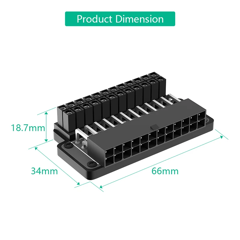 데스크탑 PC 전원 공급 장치 케이블 코드 커넥터 모듈러, ATX 24 핀-24 핀 전원 플러그 어댑터, 메인 보드 마더보드, 90 도