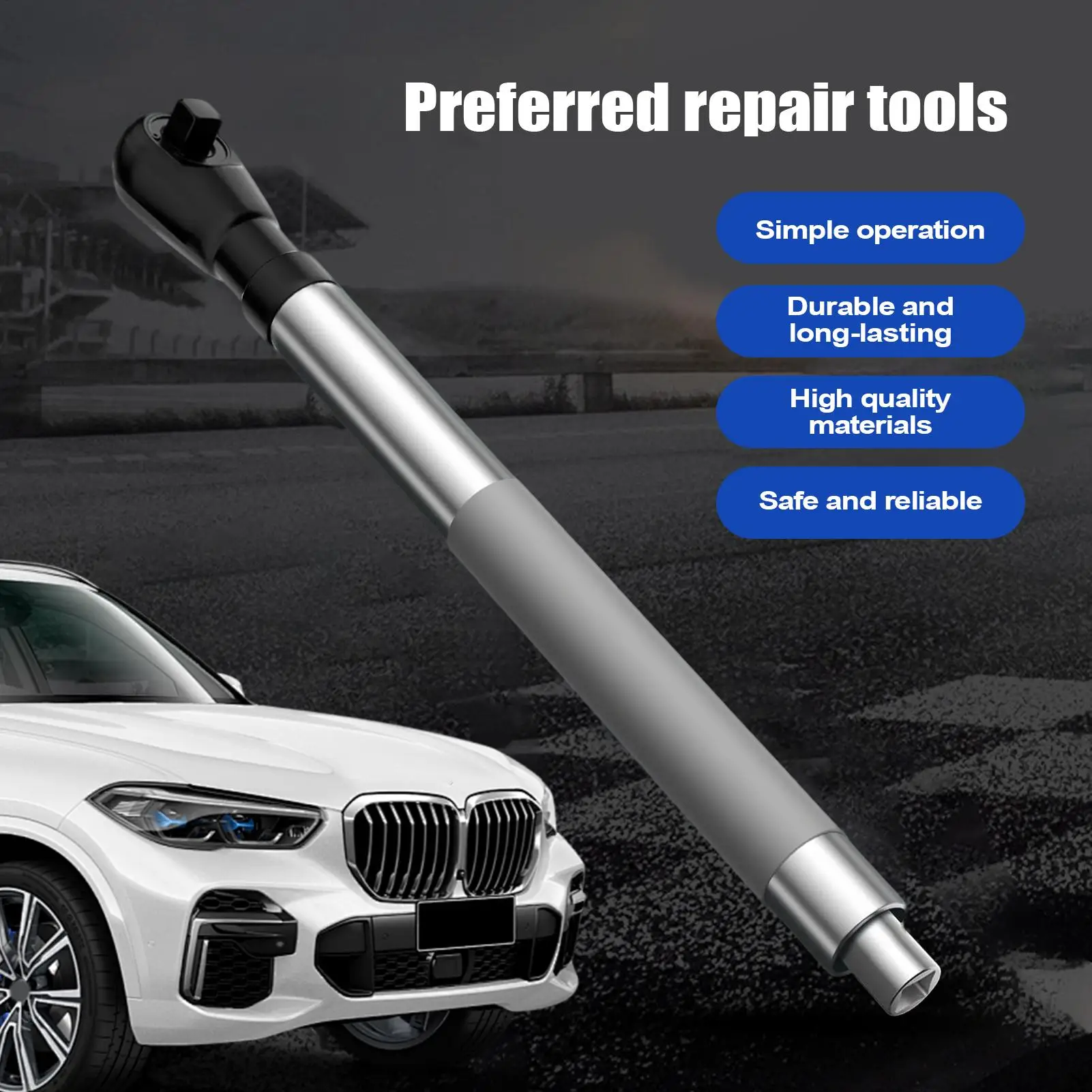 

Offset Extension Wrench Extended Rotary Wrench 1/2 Drill Bit Adapter Flexible Spanner with 4 Sockets for Plumbing Construction