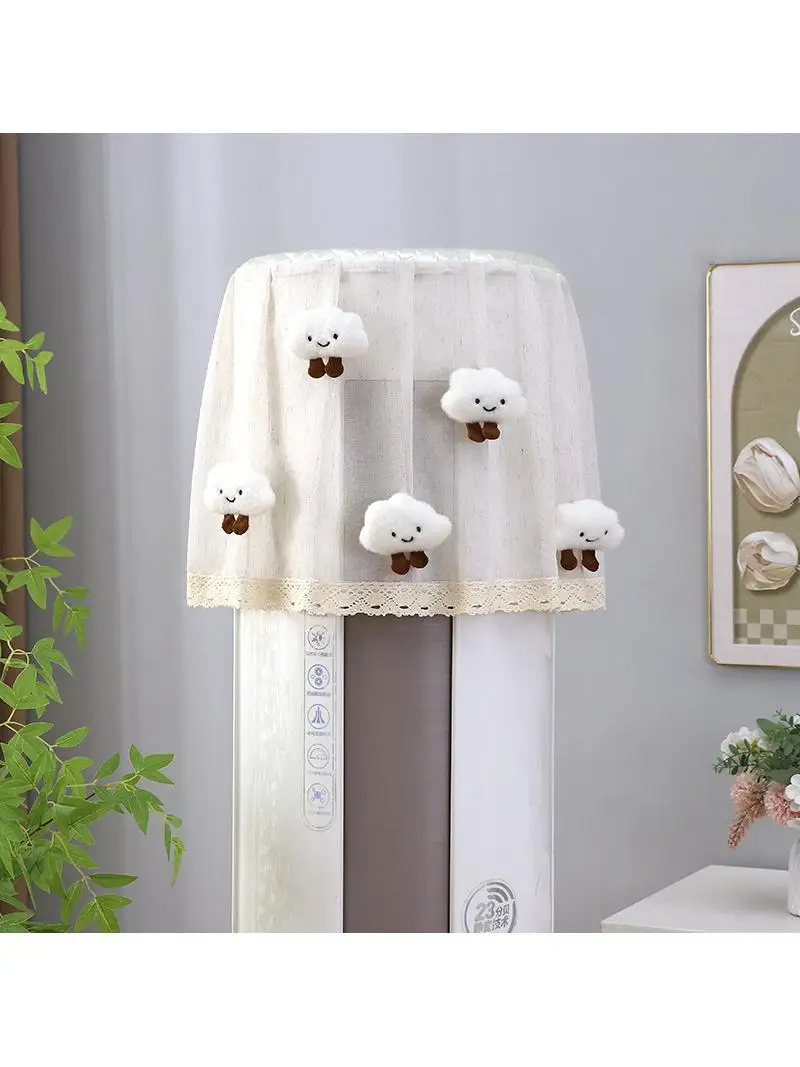 

Легкий дышащий чехол из хлопка и льна с вышивкой для круглого напольного кондиционера, пылезащитный экран