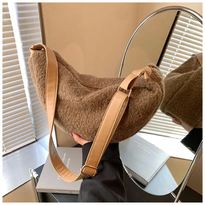 

Сплошной цвет шерпы, модная сумка на плечо на молнии, большая вместительная повседневная сумка через плечо, хит продаж 2025, сумки для женщин Bolsas Femininas