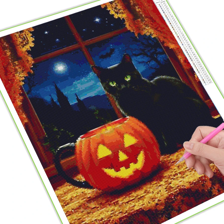 Halloween Black Cat Diamond Painting New Collection 2026 Animals Pumpkin Diy Manual Arts Full Mosaic Embroidery Picture Size