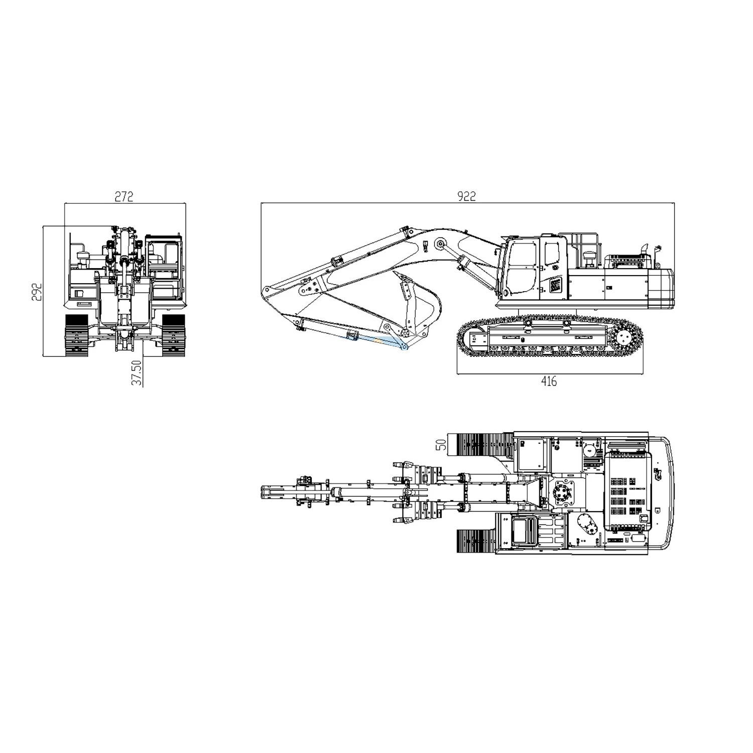 JZM Hydraulic Metal RC Excavator 1/12 ZA 360 H3 Remote Control Construction Vehicles DIY Radio Car Model Toy TH20080