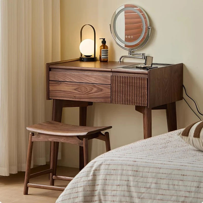 

Bedroom Modern Vanity Table Mirror Chair Living Room Bedside Study Dressing Table Wood Cosmetics Penteadeira Trendy Furniture