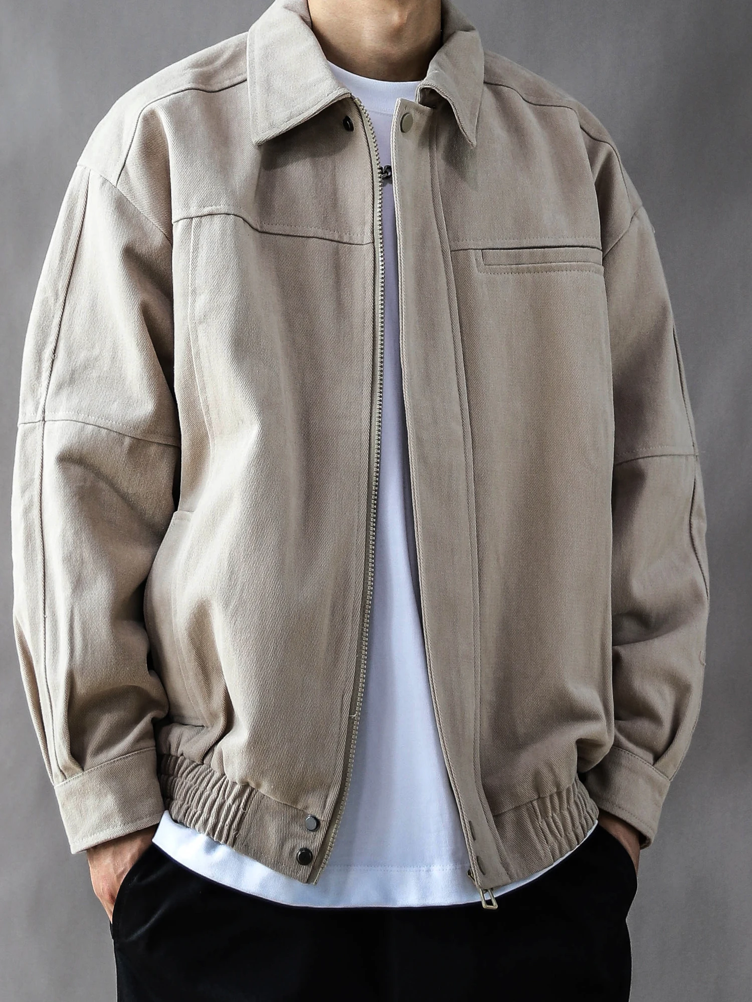 

Ретро-куртка в японском стиле для мужчин: весенне-осенняя, свободная, повседневная, рабочая, в американском уличном стиле, цвета хаки, молодежная, с длинными рукавами, на молнии