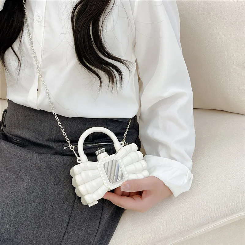 New Jelly Bags PVC Female Shoulder Bags Fashion Cute Bow Chain Bags Trend Leisure Versatile Mini Lipstick Bags Crossbody Bags