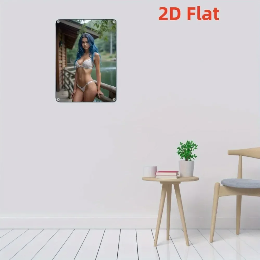 

Vintage Metal Wall Art - Elegant Girl Design 8x12 Inch Iron Plaque, Pre-Drilled for Home Bar Café Garage Decor, Handmade