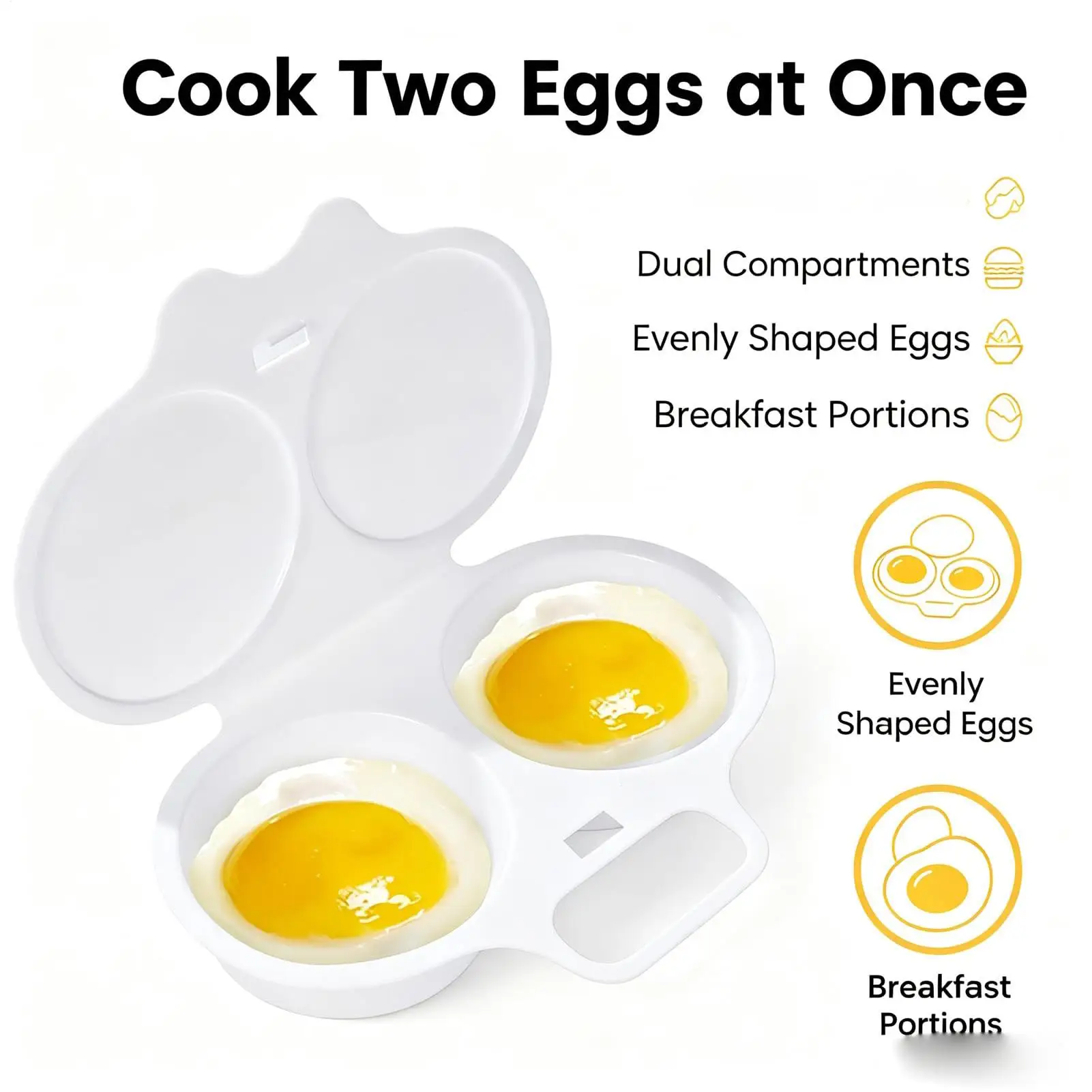 Microwave Egg Poacher | Nonstick 2 Cavity Microwavable Quick Boiler | Poached Egg Cooker | for Cooking, Camping, Breakfast, Sand
