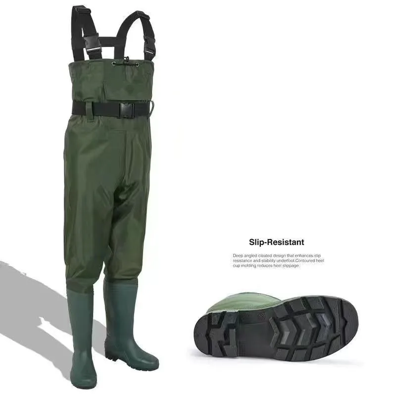 Durable and Comfortable Fishing Waders, Thickened Overall Rainpants and Anti-slip Boots for Fishing and Hunting Equipment