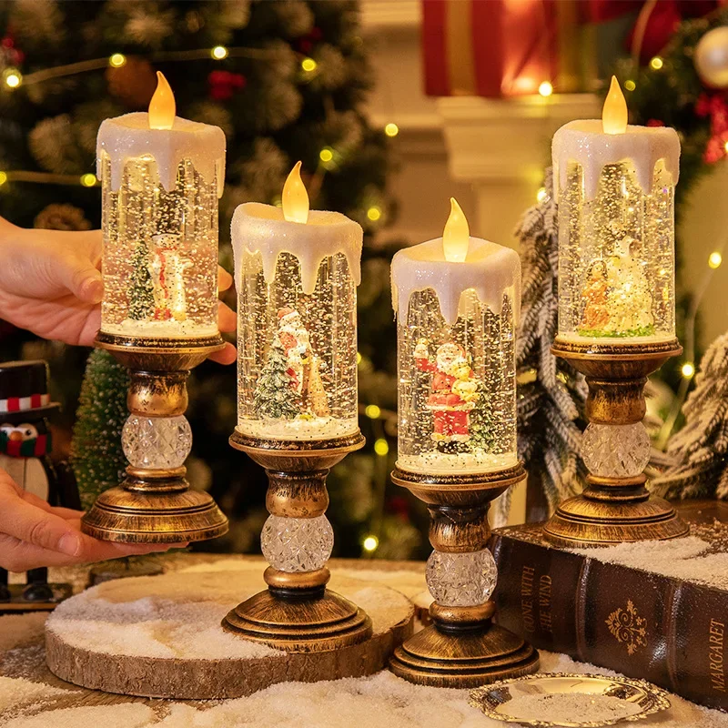 Christmas Decorations Candles Christmas Crystal Snow Lights Children's Birthday Christmas Gifts Scene Layout Holiday Decoration