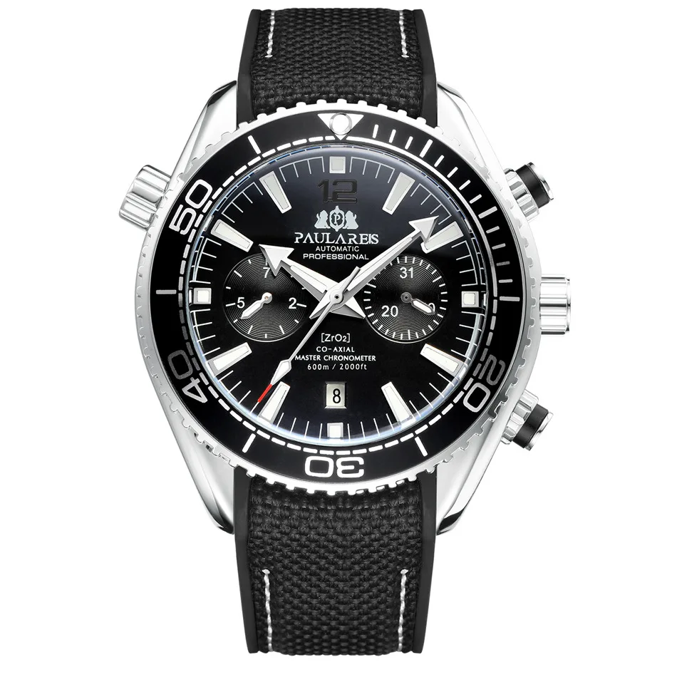 PAULAREIS P Luxus Männer Automatische Selbst Wind Mechanische Uhr für Männer Kautschukband Wasserdicht Leucht Datum Mode Herren Uhren 4