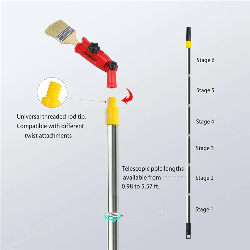 AB47-Multi-Angle Paint Brush Extension Pole Kit Handheld Paint Tool Extender Attachment Bracket Suitable For Ceiling, Window