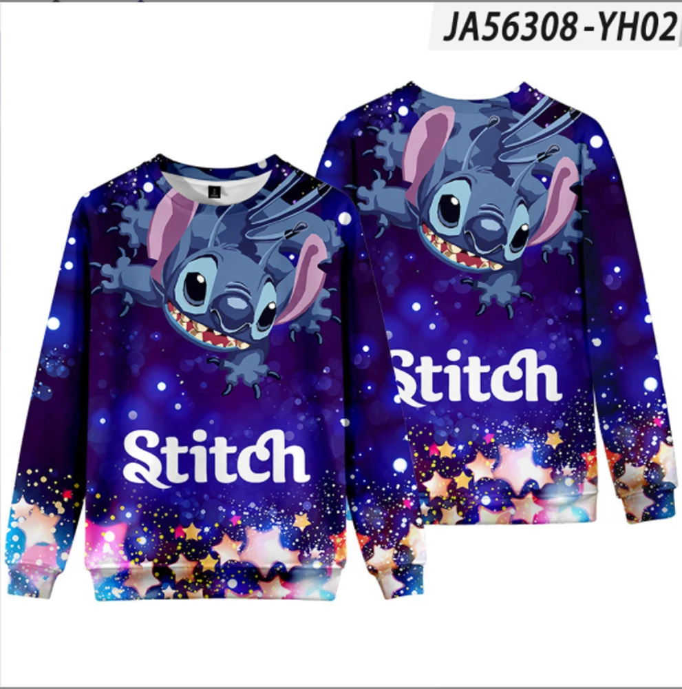 2024 New Stitch Anime Fashion Men\'s Spring Children\'s Sweater Women\'s Top Street Style Casual Round Neck Sweater