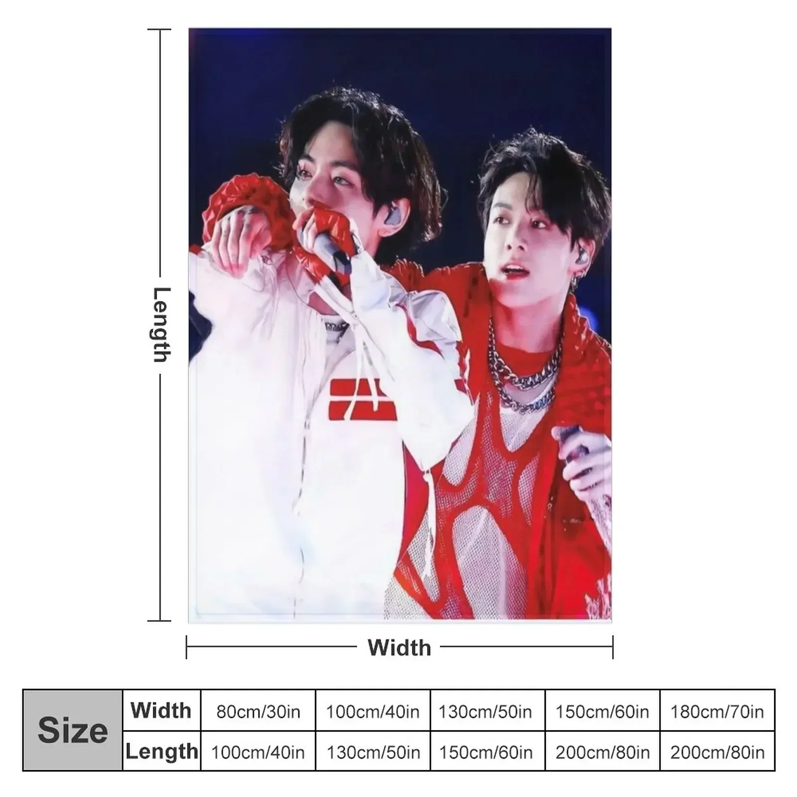 taekook ptd stage red outfit photo Throw Blanket bed plaid warm winter Blankets