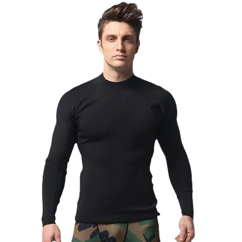 Men's Long Sleeve Neoprene Wetsuits Tank Top 1.5MM High Stretch Body Shaper Slim Fit Sportswear for Diving