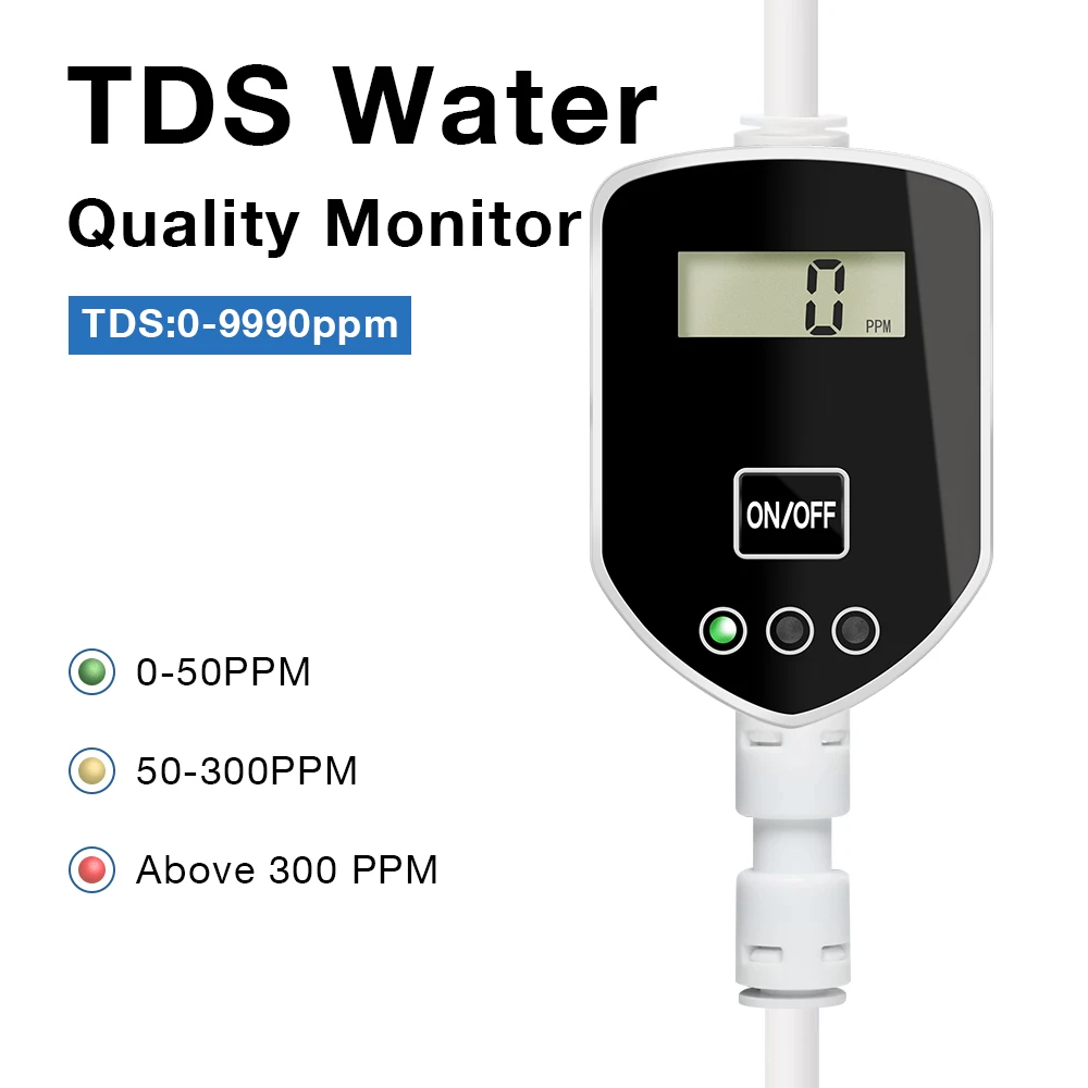 In-line TDS-Monitor 0-999 PPM Wasserqualitätstester Leitungswasserfilter TDS-Messgerät für Trinkwasser Aquarium Echtzeitüberwachung