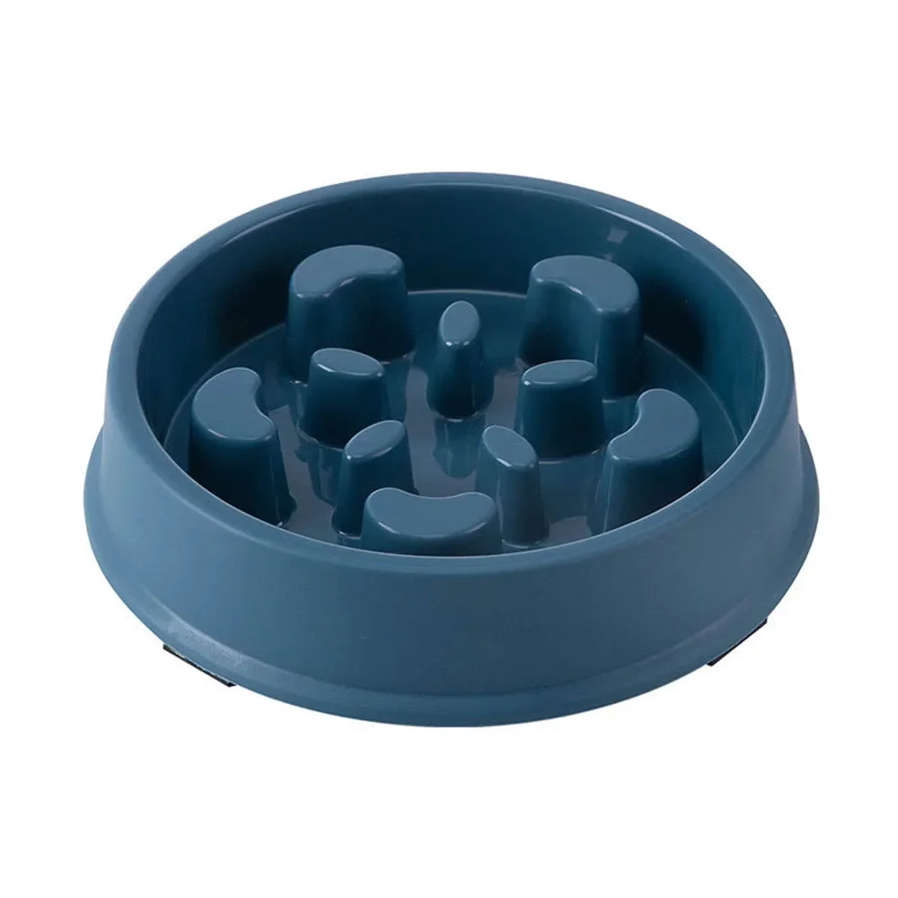 Slow Down Champ slow-feeder puzzle bowl in blue