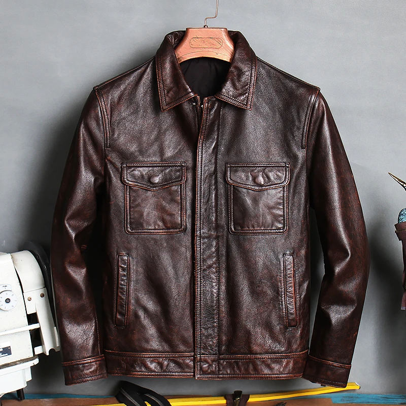 

Men Cowhide Jacket 2025 New Leather Jackets Leather Bomber Jacket Real Leather Jacket Men Genuine S-7XL vintage style