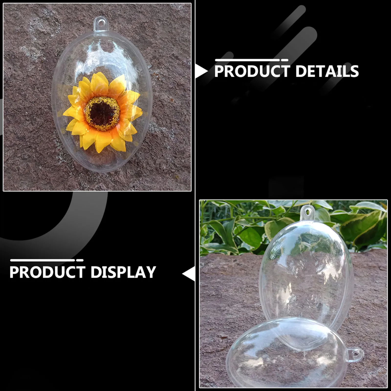 Clear Fillable Egg Capsules 5Pcs Reusable Hanging Ornaments for Easter Christmas Halloween Party Decor