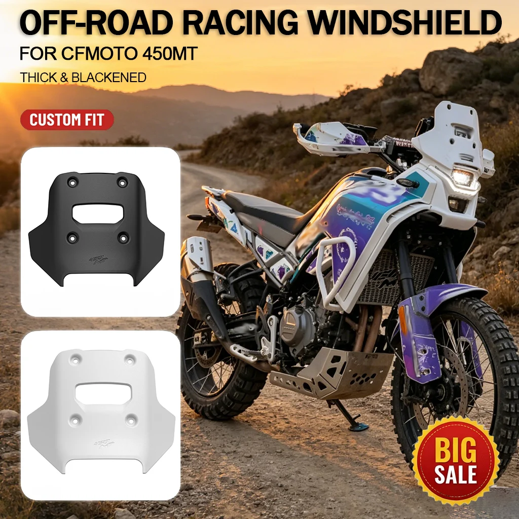 Motorrad-Windschutzscheibe FÜR CFMOTO 450MT Zubehör Moto Offroad-Rennsport Frontwindabweiser Geschwärztes Modifiziertes Teil
