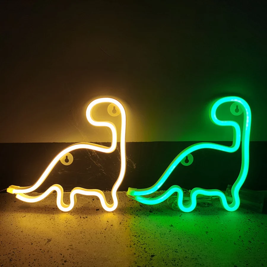 Dinosaur Neon Sign Light Animal Modeling Night Lamp LED Room Wall Decoration for Kids Birthday Party Shop Game Bar Christmas