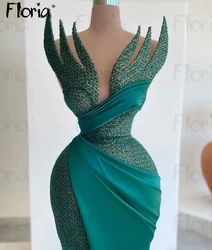 2024 Xmas Green Party Dress Knee Length Cocktail Dresses Full Beaded Luxury Mini Prom Night Gowns Birthday Wear Short Robes