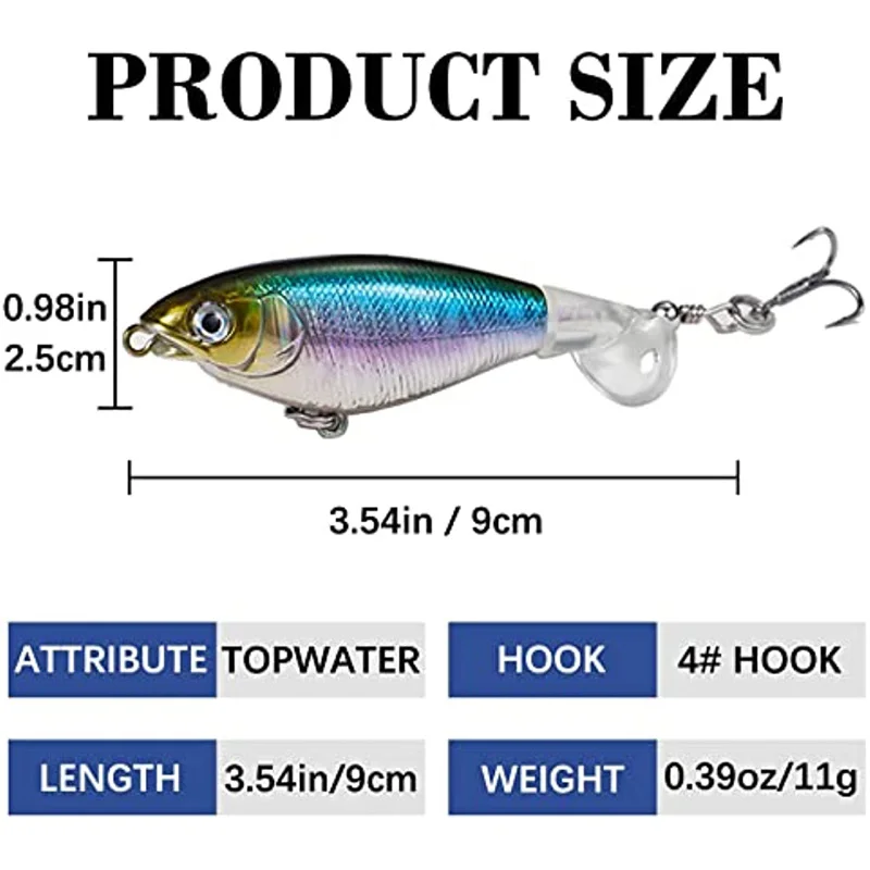 1pc/5pcs Topwater Fishing Lures , Pencil Plopper Fishing Lures for Bass Catfish Pike Perch, Top Water Bass Bait Lure