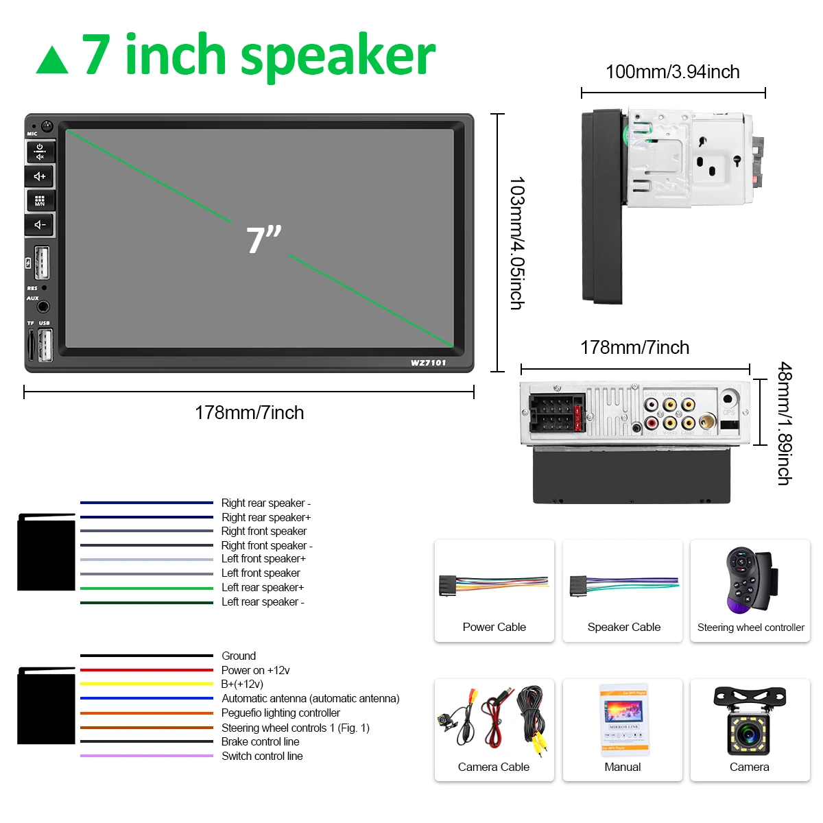 HIVOZ-Carro MP5 Multimedia Player, 7 Polegada Touch Screen, Câmera, Receptor FM, TF, BT Entrada, Link Espelho, Autoradio