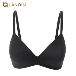 Comfort Women's Seamless Plunge Bra Smooth Plus Size Bras Soft Cup Wirefree Lightly Lined T Shirt Deep V Brassiere B-DD E 38 40