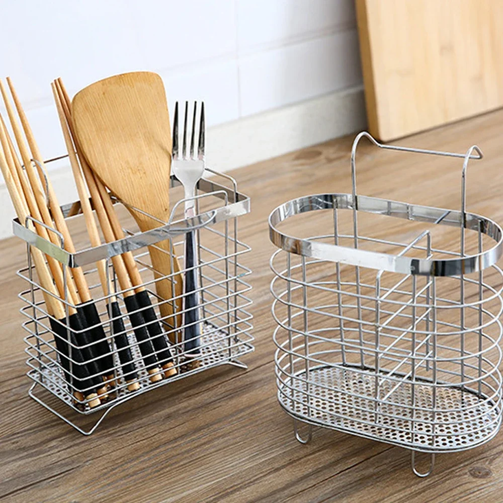 Metal Hanging Cutlery Holder Drainer Spoon Fork Chopsticks  Basket Rack Kitchen Tool Organizer Tableware Tube Jy25 20