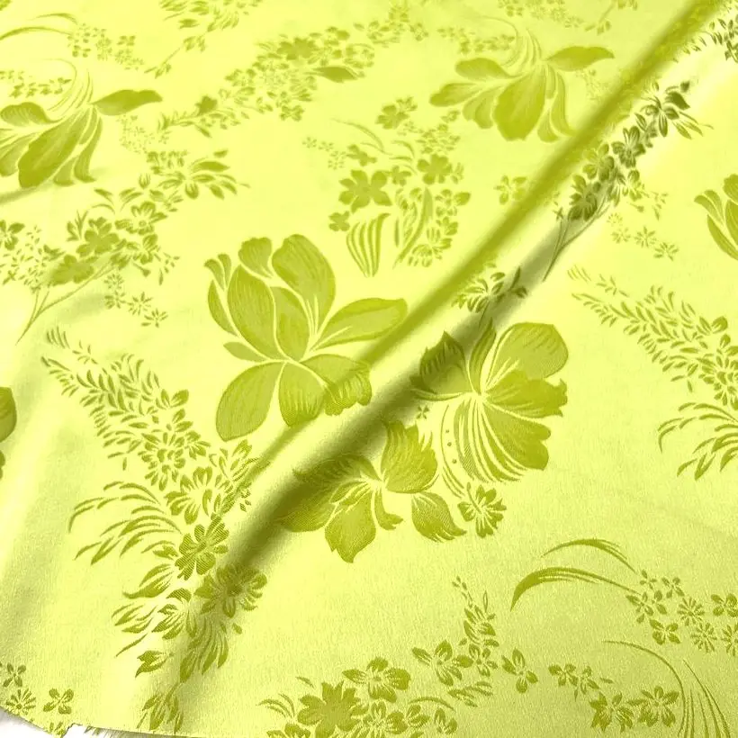 Neon Green Embossed Jacquard Fabric Brocade Design Sewing Material Sofa Cheongsam Dress Garment Fabric 150cm Sold By Half Meter view 3