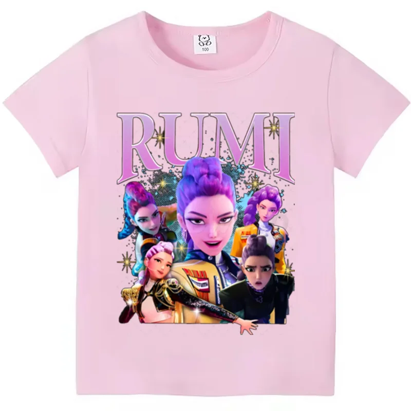 KPop Demon Hunters T-shirt per bambini T-shirt estiva a maniche corte Abbigliamento per bambini Streetwear Nuove film Stampa T-shirt per ragazze