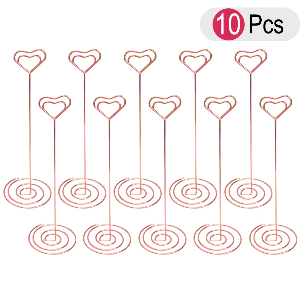 

10 Pcs Heart Shaped Memo Clip Business Card Holder Desktop ganizer Wire Cable Photo Holder Note Clip Wedding Party