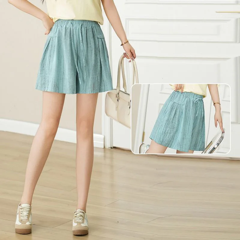 Moda Tasche impiombate Tie Dye Pantaloncini casual Abbigliamento donna 2025 Estate Nuovo allentato coreano elastico a vita alta Pantaloncini a gamba larga