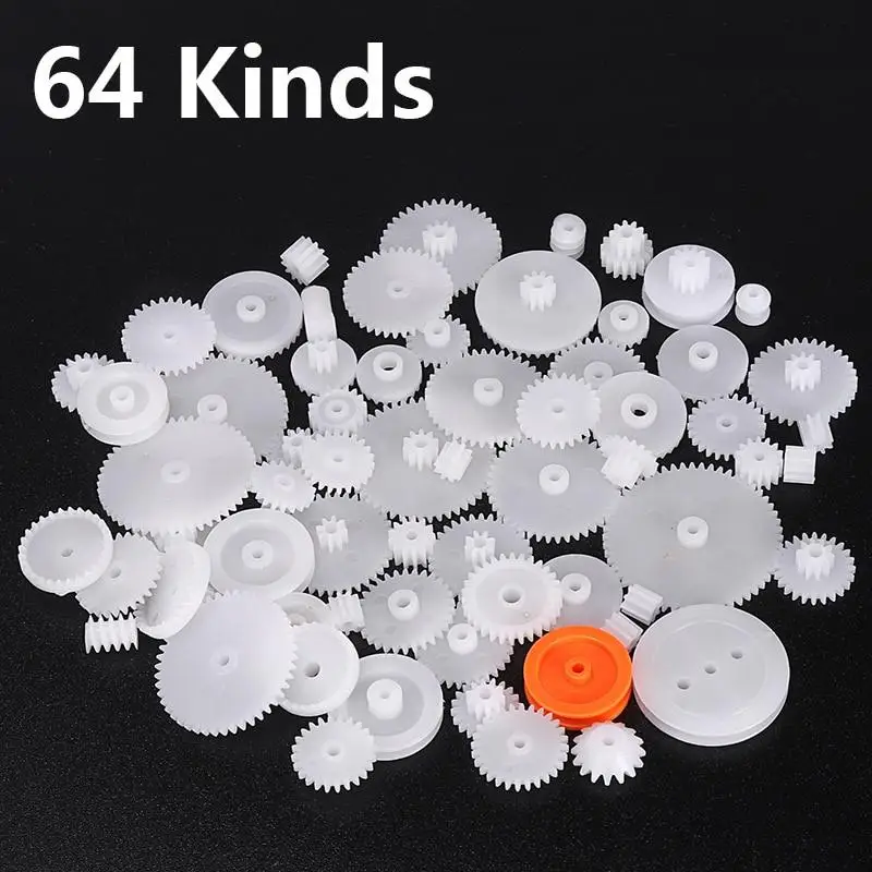 64 Kinds Plastic Shaft Single Double Layer Crown Worm Gears Motor Wheels M05 for Toys Robot DIY