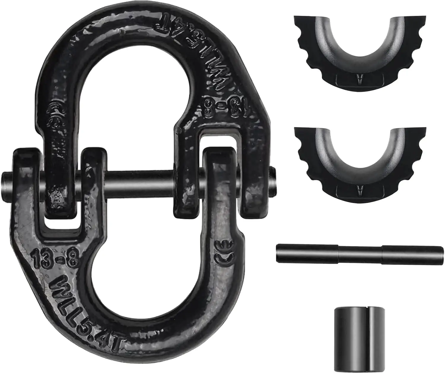 

1/2' Safety Chain Connector, 2-Pack G80 Hammerlock, 12000 lbs, Black with Isolators