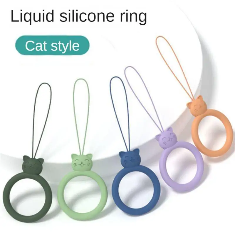 New Cat Silicone Ring Lanyard Creative U Disk Short Cartoon Mobile Phone Pendant Ring Lanyard Phone Strap Lanyards