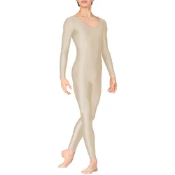 Men Long Sleeve Unitard One-piece Spandex Full Body Scoop Neck Jumpsuit for Adult Zentai Dance Wear Yoga Dance Tight Halloween
