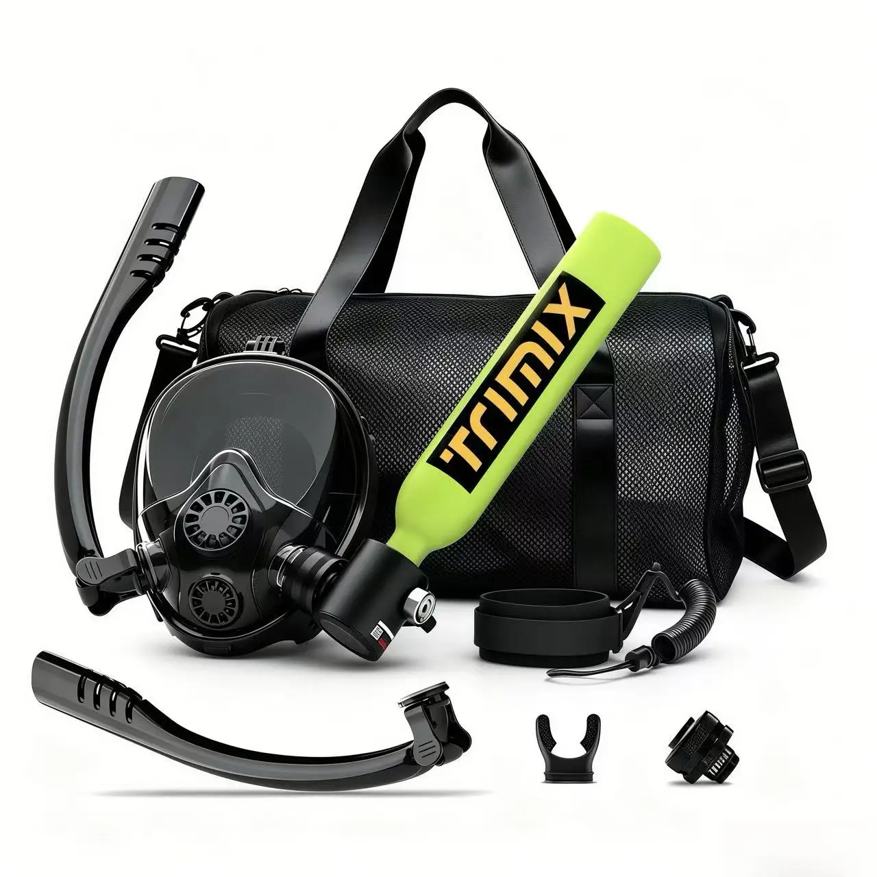 TRIMIX Mini Scuba Lung Tank 0.5L Set with Mask & Bag, Portable Diving Tank for Snorkeling Diving, 10 Mins Underwater Breath