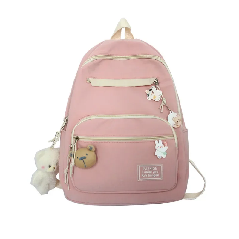 Sac à Dos d'École en Toile Solide pour Garçon et Fille, Grand Cartable Japonais Harajuku avec Fermeture Éclair