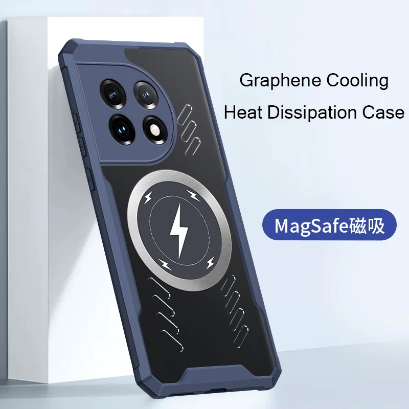 Graphene Cooling Phone Case for Oneplus 11 10 Pro Heat Dissipation Case Magsafe Magnetic Cover Wireless Charging Shockproof Capa